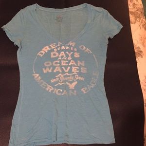 Light blue graphic v-neck